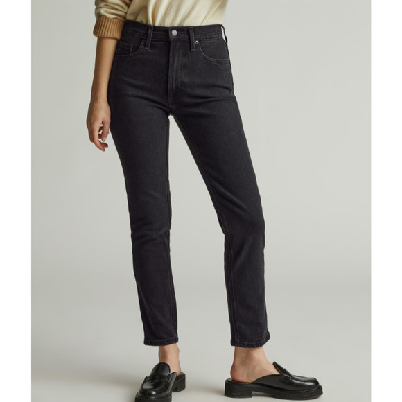 Everlane The Original Cheeky Jean Organic Cotton Straight Leg Sz 27 Black Denim - Picture 5 of 16